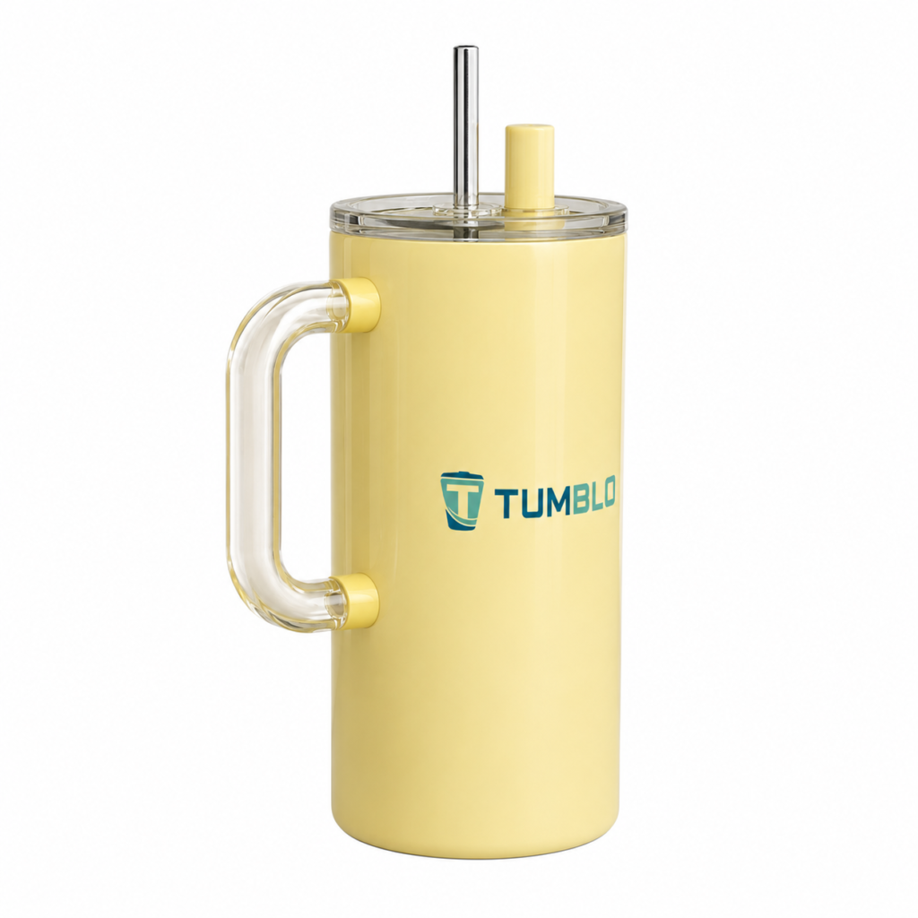 Tumblo Yellow 40 oz Insulated Coffee Tumbler with Straw (4)